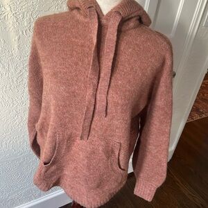 Madewell Wool Knit Hoodie Sweater - Dusty Rose